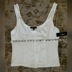 NWT, Lulus, Size L, White Ribbed, Structured, Tank Top